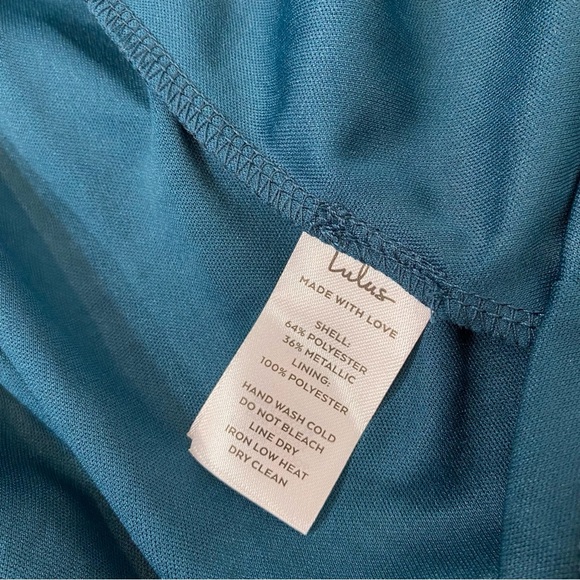 Lulus Smokeshow Teal Blue Crinkled Sparkle Metallic V-Neck Sleeveless Mini Dress - Picture 11 of 15